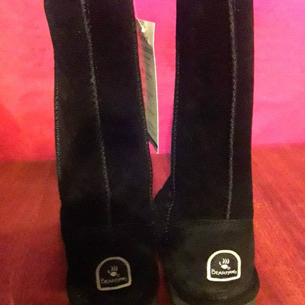 BNIB BearPaw Elle Tall Sheepskin Winter Boots Black Girls Children Kids 13